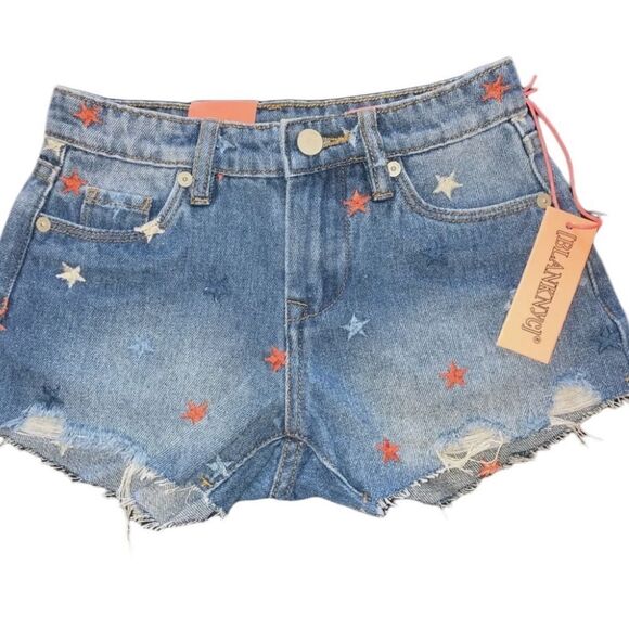 108- GIRLS SZ 7 PATRIOTIC JEAN SHORTS by BLANKNYC - Picture 1 of 7